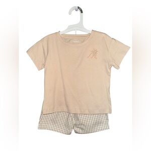 Carter's Light Tan Tee and Checkered Shorts Set new 18 months